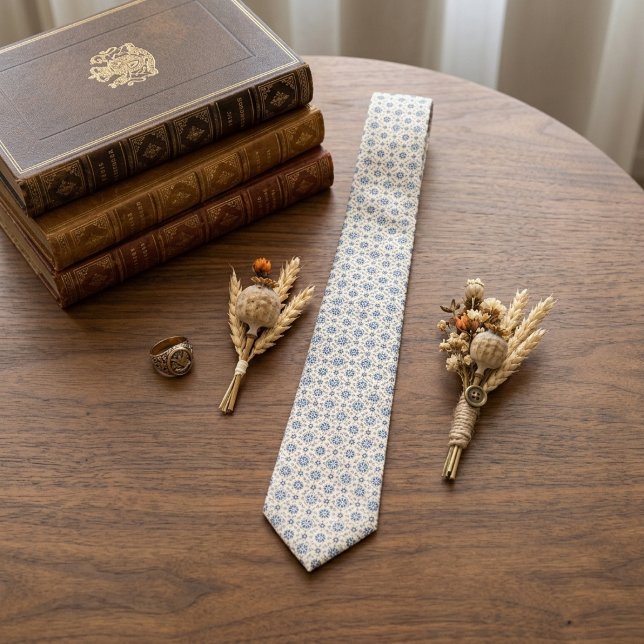 Corbata Azul Francés Marfil Micro-Foulard (Subido por el creador)