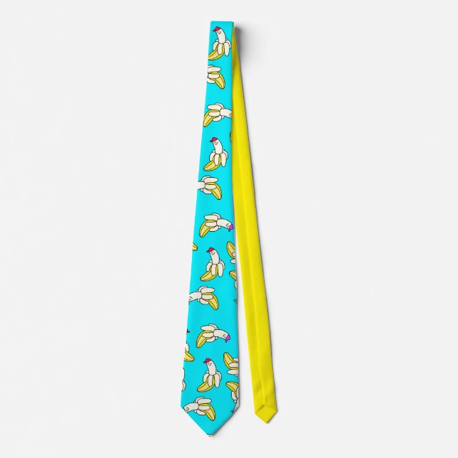 Corbata Azul Fría Dibujos Animados Plátano (Anverso)