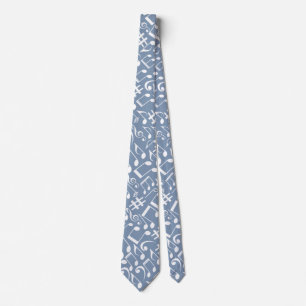 Corbata Azul Fumoso con Notas Musicales Bailando