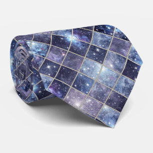 Corbata Azul Marino Celestial Diamante Enrejado Estrella