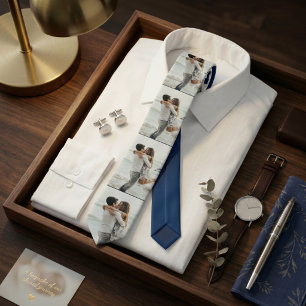 Corbata Azul Marino Collage de Fotos Personalizado Famil