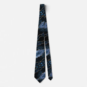 Corbata azul marino con brillo dorado