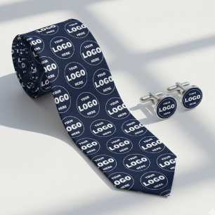 Corbata azul marino con logotipo personalizado: pr