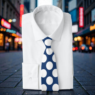 Corbata Azul Marino con Lunares Blancos Retro