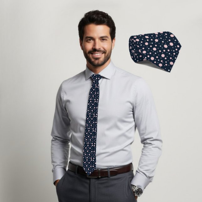 Corbata azul marino geométrica hexagonal rosa (Subido por el creador)