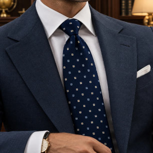Corbata Azul Marino Marfil Diamante Herencia
