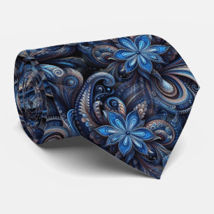 Corbata Azul Marino Oscuro Patrón de Arte Paisley Negro Az