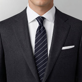 Corbata Azul Marino Patrón de Raya Clásico Elegante