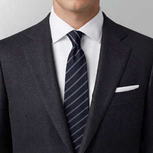 Corbata Azul Marino Patrón de Raya Clásico Elegante