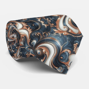 Corbata Azul Marino Profesional, Blanco y Mármol de Cobre