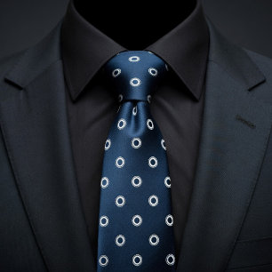 Corbata Azul Marino y Lunares Blancos