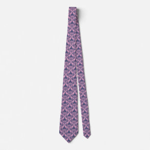 Corbata Azul marino y rosa claro estampado de damascos ant