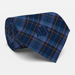 Corbata Azul monogramado, Lavanda y dorada