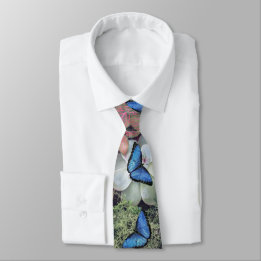 Corbata Azul Morfo Mariposa Flora Naturaleza floral Arte