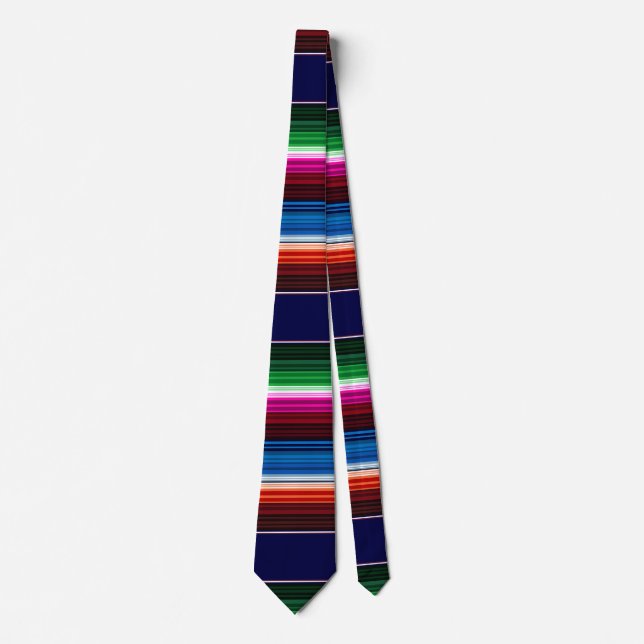 Corbata Azul, Naranja, rosado caliente, sarape verde mexic (Anverso)