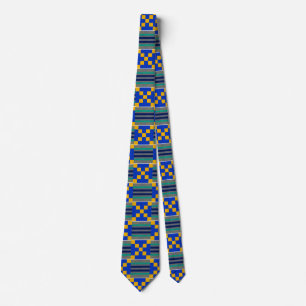 Corbata Azul Oro Verde azulado Kente Ataque de cuello afri