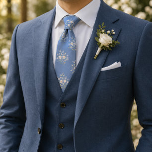 Corbata Azul Polvo Ditsy Floral