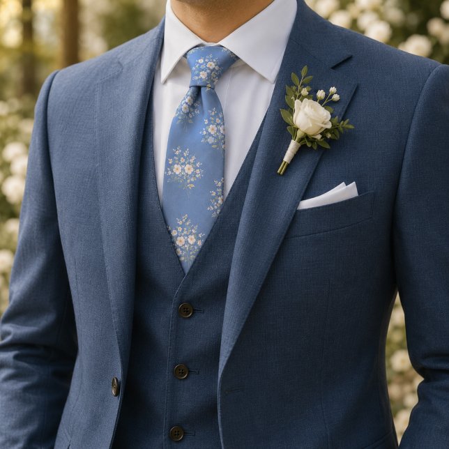 Corbata Azul Polvo Ditsy Floral  (Subido por el creador)