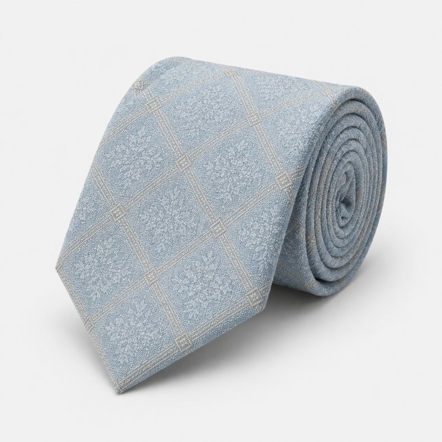 Corbata Azul Polvoriento Oro Diamante Damask Jacquard Real (Subido por el creador)