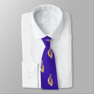 Corbata Azul real Necktie con hojas y lavanda