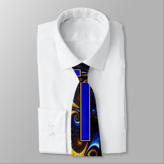 Corbata azul real Paisley del oro