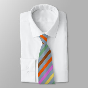 Corbata Azul turbio con Naranja morado amarillo verde marr