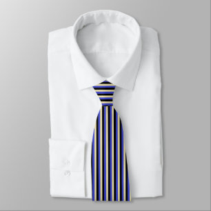 Corbata Azul vertical, beige y rayas negras