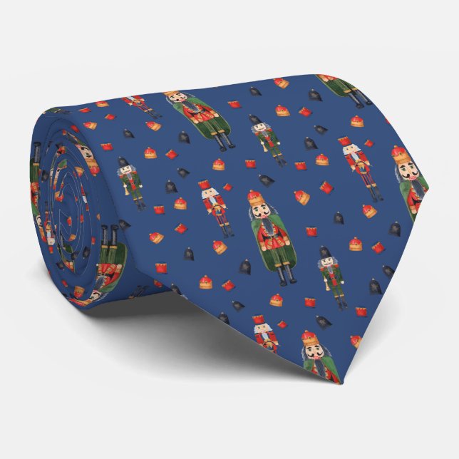 Corbata Azul vintage navideño (Enrollado)