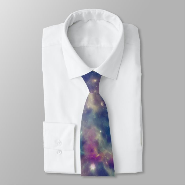 Corbata Azul Violeta Verde azulado Vía Láctea (Atado)