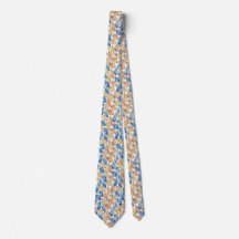 Corbata azul y beige de hojas para hombres
