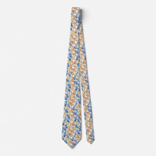 Corbata azul y beige de hojas para hombres
