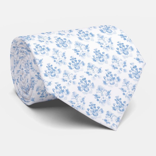 Corbata azul y blanca de acuarela (Enrollado)