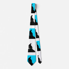 Corbata Azul y blanco con silueta de Shakespeare negro