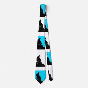 Corbata Azul y blanco con silueta de Shakespeare negro