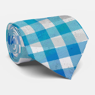 Corbata Azul y blanco trenzado en búfalo