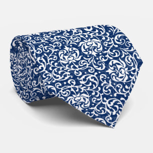 Corbata Azul y blanco William Morris Estilo Tudor Floral