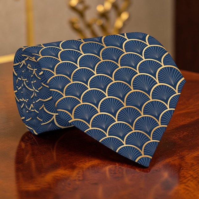 Corbata azul y dorada Art Déco personalizada (Subido por el creador)