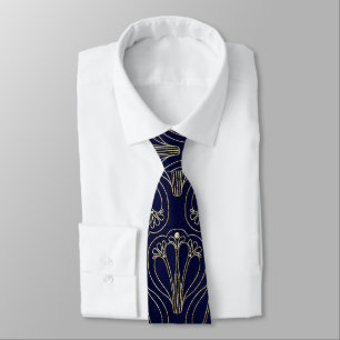 Corbata Azul y oro de la marina de arte nouveau