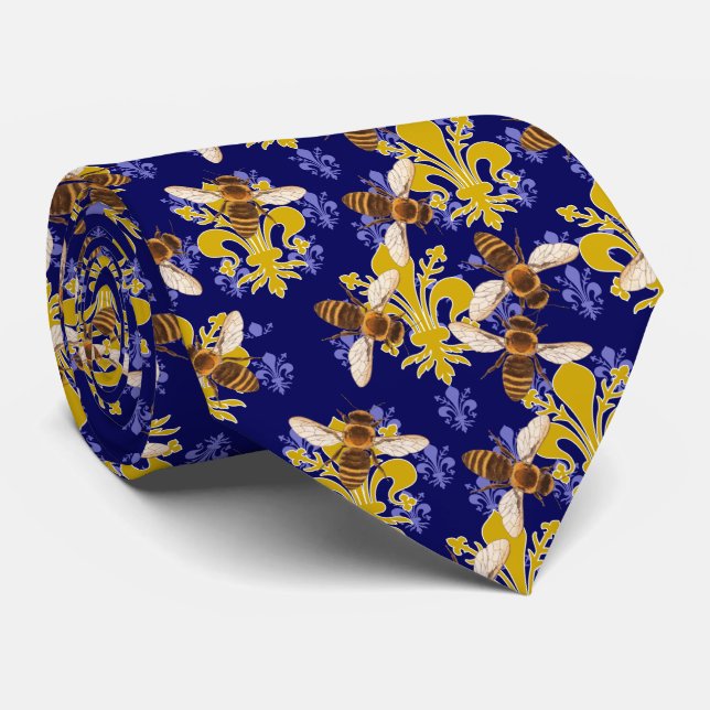 Corbata Azul y oro - Fleur de Bee Tie (Enrollado)
