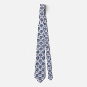 Corbata Azulejo de mandala de abanico azul bohemio