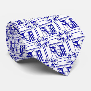 Corbata Azulejos de cuello de vaca azul holandés