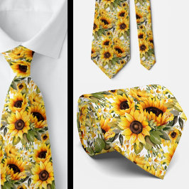 Corbata Azulejos de Cuello Floral Amarillo y Blanco