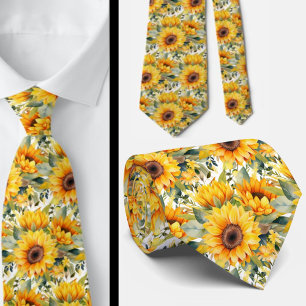 Corbata Azulejos de Cuello Floral Amarillo y Blanco