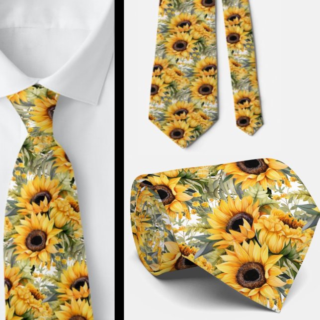 Corbata Azulejos de Cuello Floral Amarillo y Blanco (Subido por el creador)