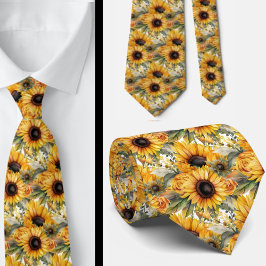 Corbata Azulejos de Cuello Floral Amarillo y Blanco
