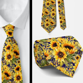Corbata Azulejos de cuello floral azul amarillo y amarillo