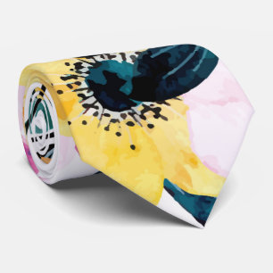 Corbata Azulejos de flores amarillas y azules