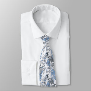 Corbata Azulejos de flores azules y blancas