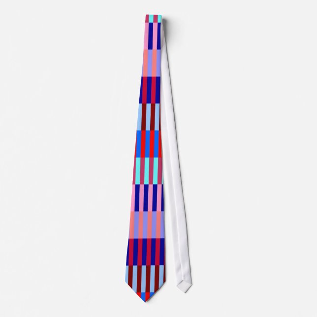 Corbata Azulejos rayados rosa y rojo (Anverso)