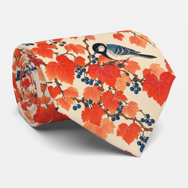 Corbata Azulejos y vides de uva de otoño (Enrollado)